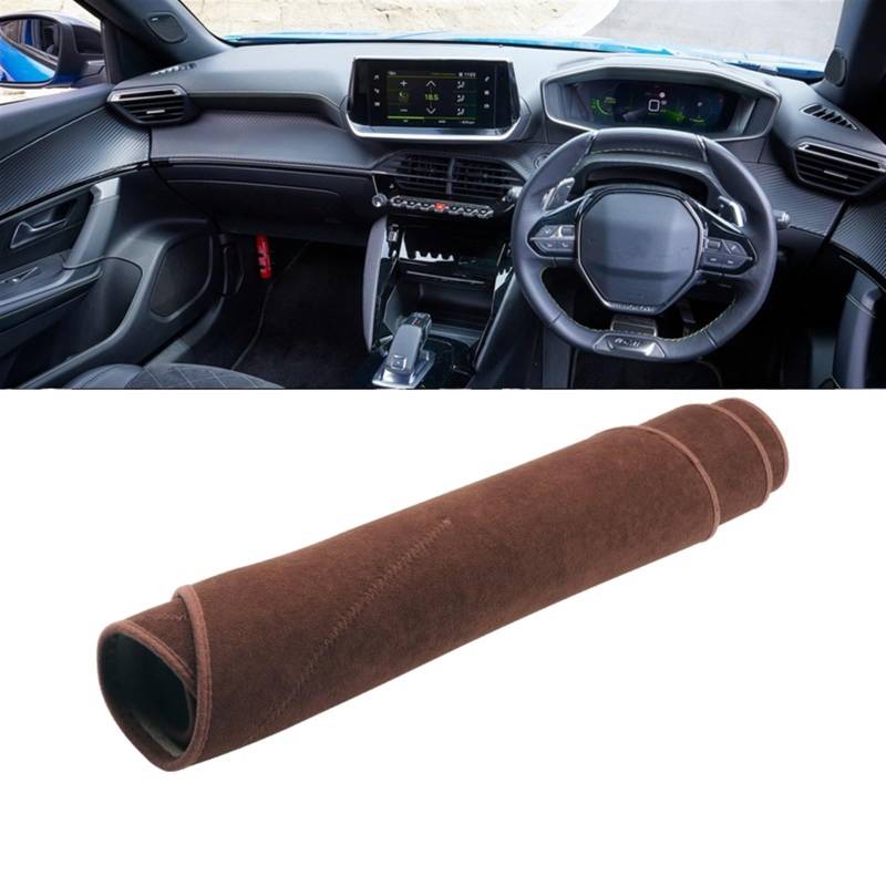 Dashboard Abdeckung Auto Für Peugeot 2008 E2008 GT Linie 2019 2020 2021 2022 2023 Dash Matte Teppich Sonnenschutz Dashmat Pad Auto Dashboard Abdeckung Matten(B Brown RHD) von Qsnfda