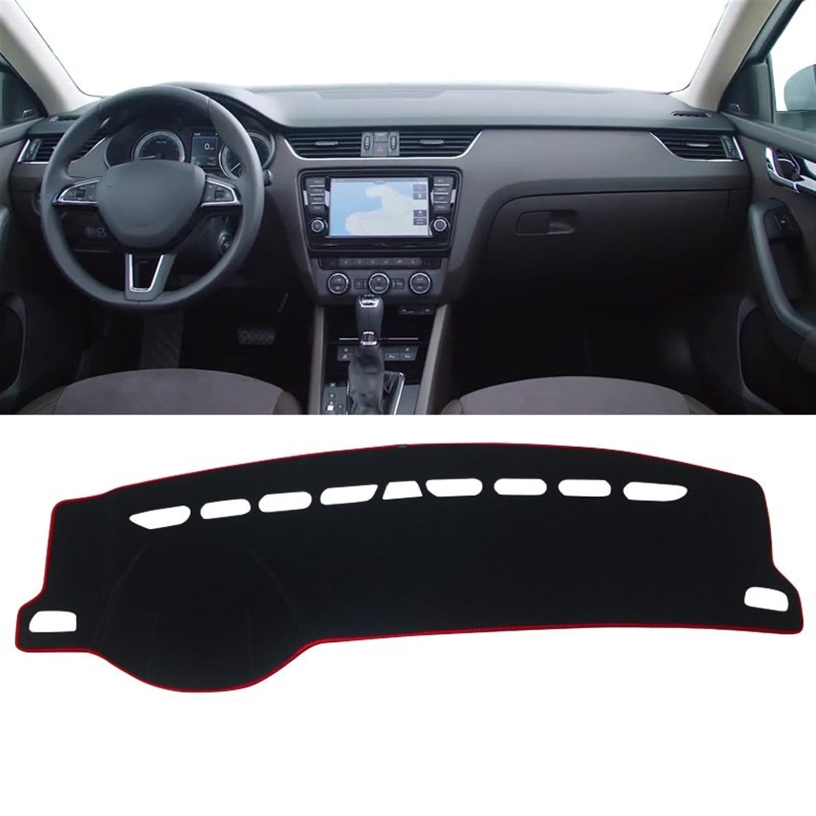 Dashboard Abdeckung Auto Für Skoda Für Octavia 3 A7 MK3 5E 2013 2014 2015 2016 2017 2018 2019 Auto Armaturenbrett Abdeckung Vermeiden Sie Lichtmatte rutschfeste Unterlage(A LHD Red Side) von Qsnfda