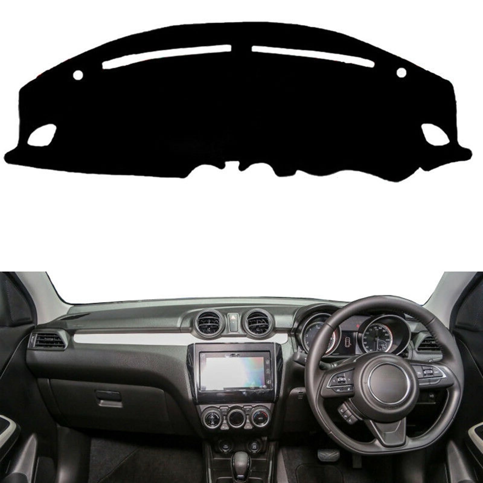 Dashboard Abdeckung Auto Für Suzuki Für Swift 2017 2018 2019 2020 2021 2022 2023 Auto Dashboard Abdeckung Dash Matte Pad Anti-Uv Dashmat Sonnenschirm Teppich(Black(Black Edge),Rechtslenker) von Qsnfda