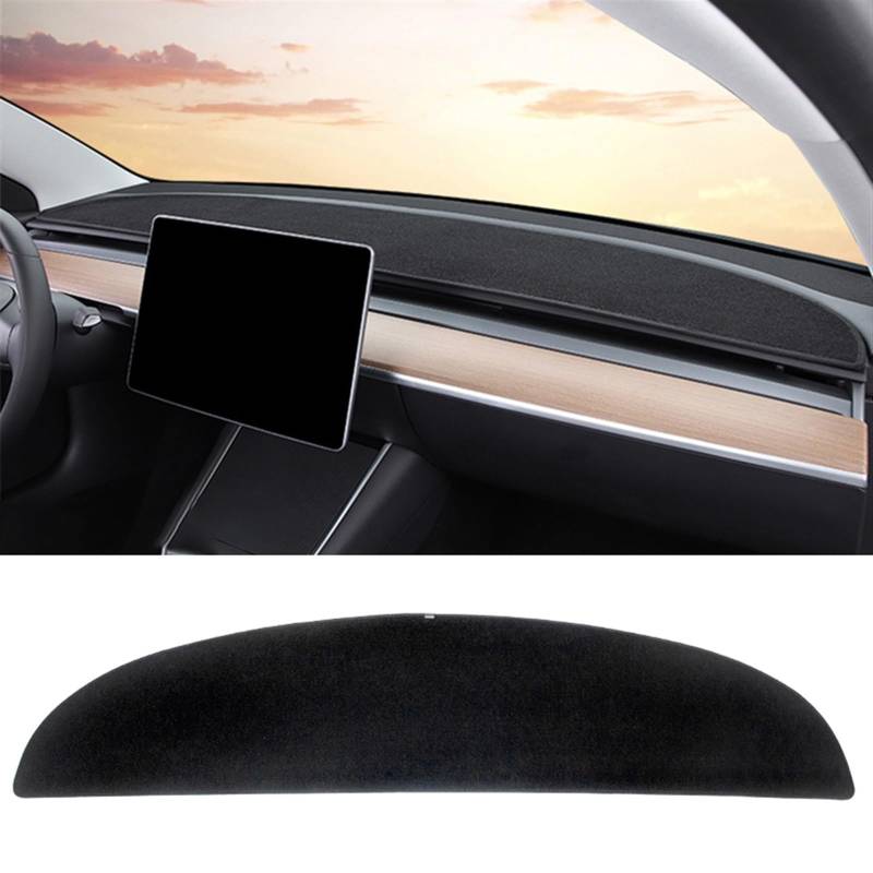 Dashboard Abdeckung Auto Für Tesla Für Modell Y 2021 2022 2023 Modell 3 2019 2020-2023 Auto Armaturenbrett Vermeiden Licht Pad Instrument Abdeckung Matten Teppiche(Black Side) von Qsnfda