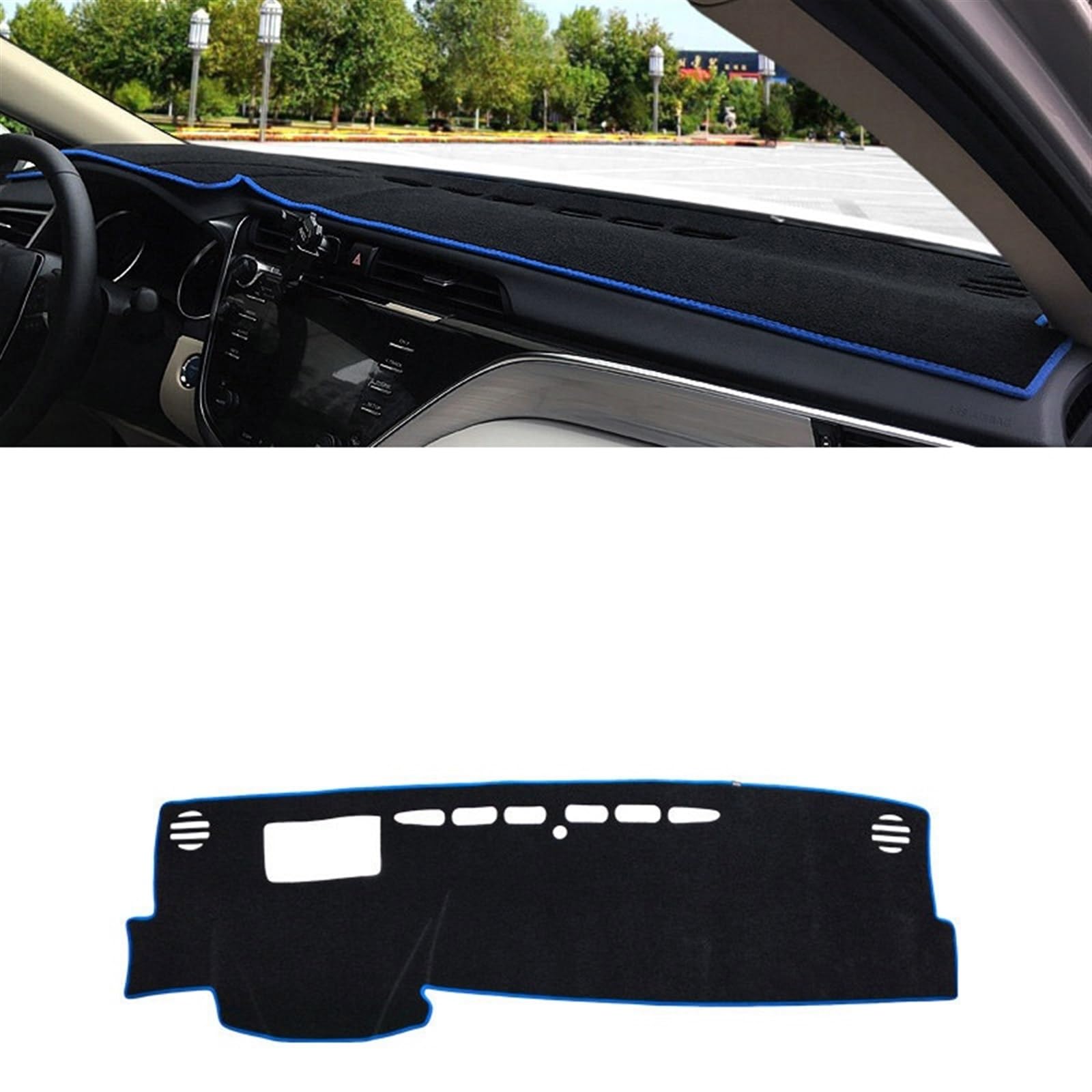 Dashboard Abdeckung Auto Für Toyota Für Camry XV50 XV70 2012-2022 2023 Auto Dashboard Vermeiden Licht Pads Instrument Plattform Schreibtisch Abdeckung Matten Teppiche(18-23 Front Blue) von Qsnfda