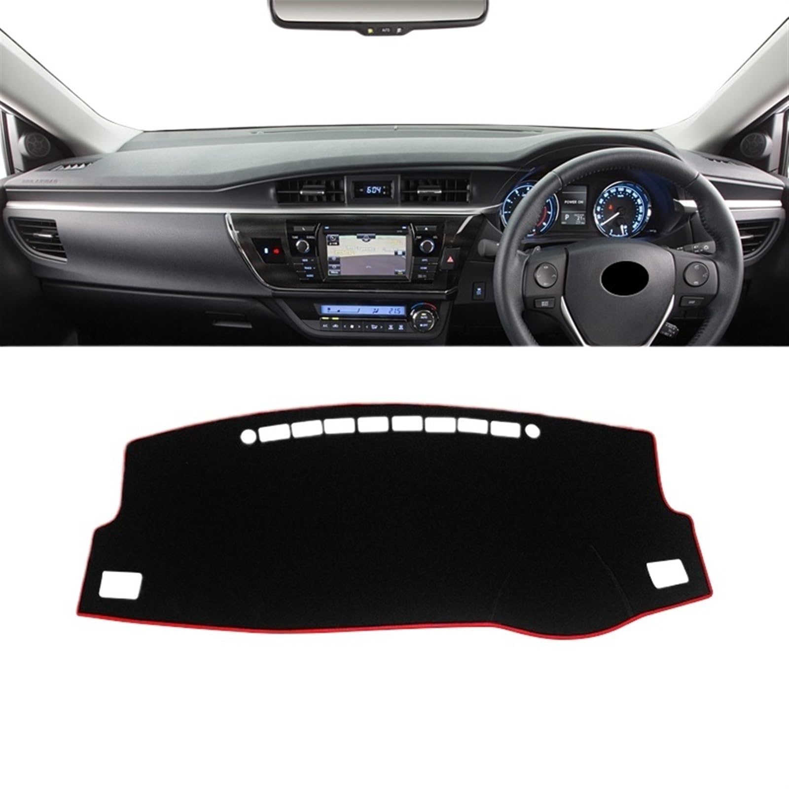 Dashboard Abdeckung Auto Für Toyota Für Corolla E180 2014 2015 2016 2017 2018 Armaturenbrettabdeckung Vermeiden Sie Lichtpad Anti-UV-Teppich rutschfeste Matten(A Red Side RHD) von Qsnfda