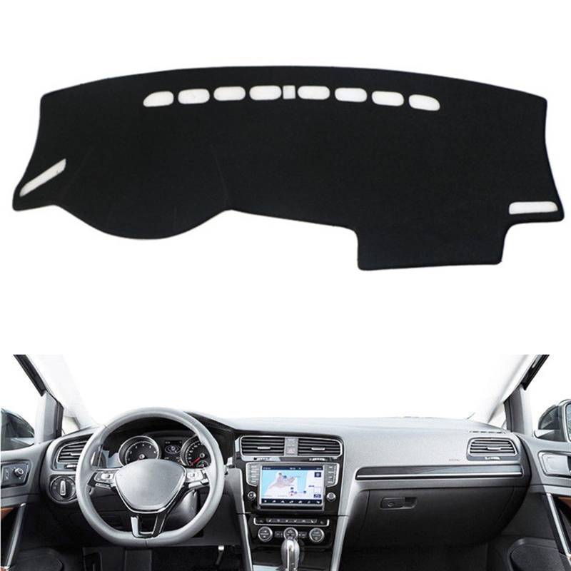 Dashboard Abdeckung Auto Für VW Für Golf 7 2013 2014 2015 2016 2017 2018 2019 Dashboard Abdeckung Schützen Matte Pad Auto Dash Sonnenschirm Teppich(Black(Black Edge),Linkslenker) von Qsnfda