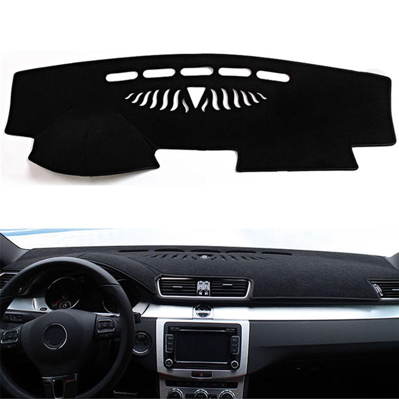 Dashboard Abdeckung Auto Für VW Für Passat B7 B6 2006-2015 Passat CC 2009-2018 Auto Dashmat Dashboard Abdeckung Matte Pad Sonnenschutz Teppich Teppich(Black(Black Edge),Linkslenker) von Qsnfda