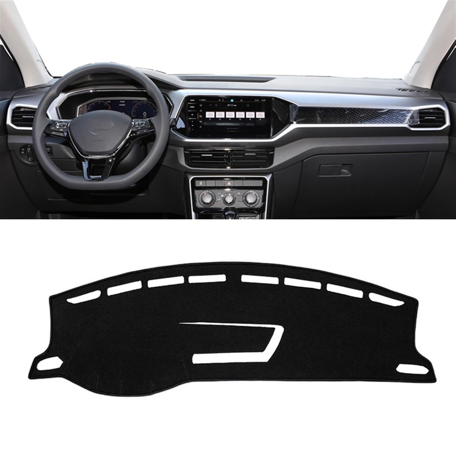 Dashboard Abdeckung Auto Für VW Für T-Cross Für TCross 2019 2020 2021 2022 2023 Auto-Armaturenbrett-Abdeckungsmatte Armaturenbrett Sonnenschutz rutschfeste Unterlage(LHD Black Side) von Qsnfda