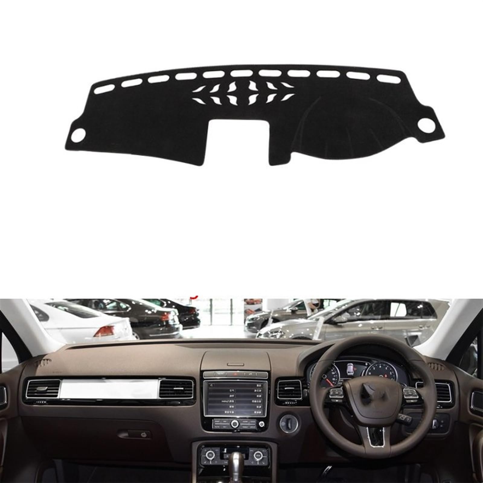 Dashboard Abdeckung Auto Für VW Für Touareg 2011 2012-2018 Rechts- Und Linkslenker Auto Armaturenbrett Abdeckungen Matte Schatten Kissen Pad Teppiche(Red Edge,Rechtslenker) von Qsnfda