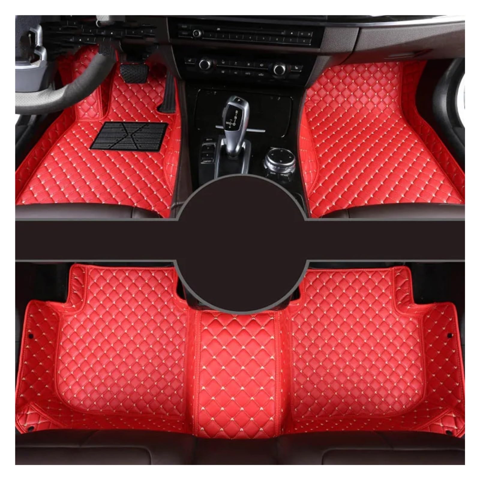 Fussmatten Auto Für 5er F10 G30 G60 F90 520-550 2011-2024 Auto Teppiche Fuß Coche Zubehör Custom Car Fußmatten Auto Fussmatten Set(Red) von Qsnfda