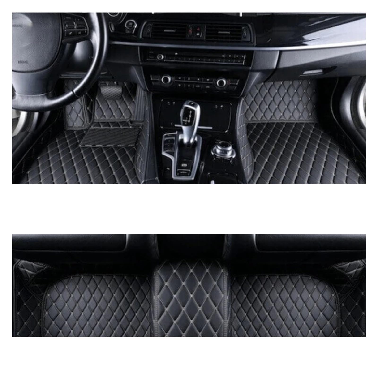 Fussmatten Auto Für VW Für Golf 5 MK5 2008 2007 2006 2005 2004 Teppiche Fußpolster Zubehör Innenteppiche Auto-Fußmatten Auto Fussmatten Set(Black Biege 1set,Rechtslenker) von Qsnfda