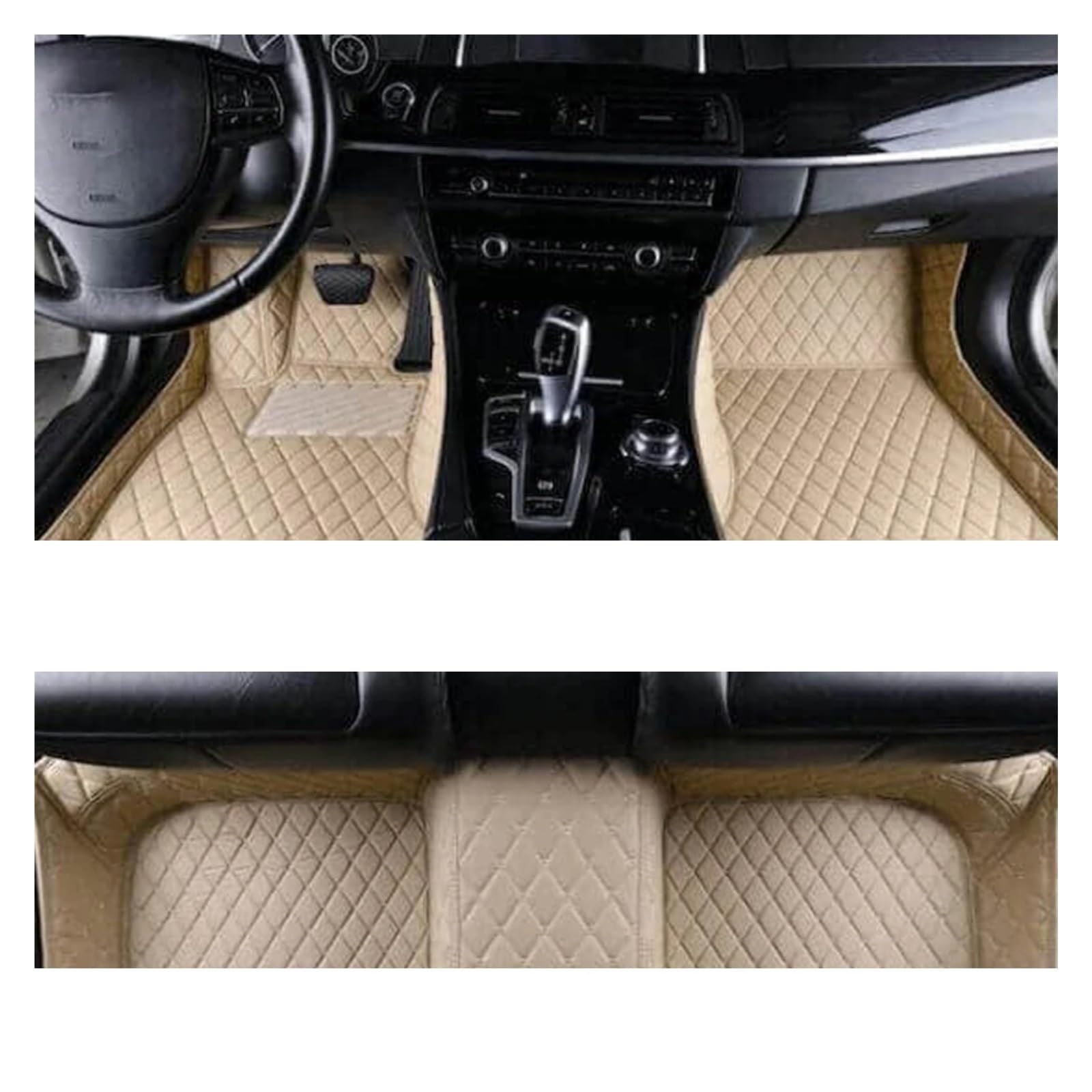 Fussmatten Auto Für VW Für Tiguan 2017-2023 Innenausstattung Leder Benutzerdefinierte 3D Auto Fußmatten Auto Fussmatten Set(Beige 1set R,Linkslenker) von Qsnfda