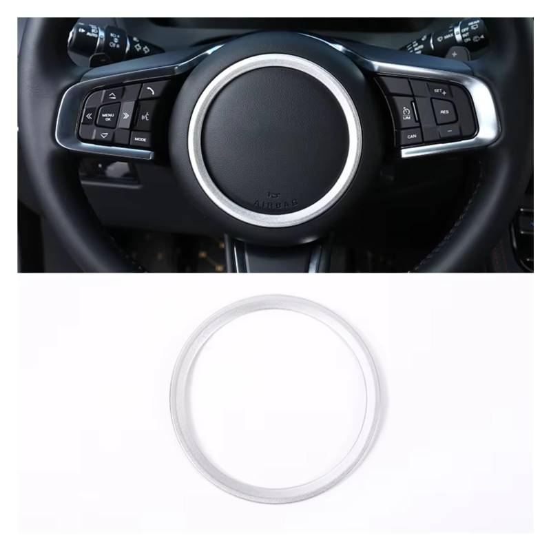 Innenzubehör Für Jaguar Für XFL Für F-PACE XE Für XEL X761 X760 ABS Auto Lenkrad Ring Dekorative Aufkleber Zubehör Innenraum(Silber) von Qsnfda