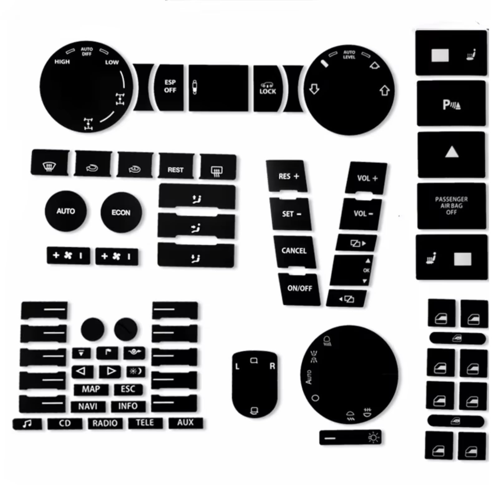 Innenzubehör Für VW für Touareg 2004 2005 2006 2007 2008 2009 Auto-Knopf-Reparatur-Aufkleber, mattschwarz, Aufkleber Zubehör Innenraum von Qsnfda