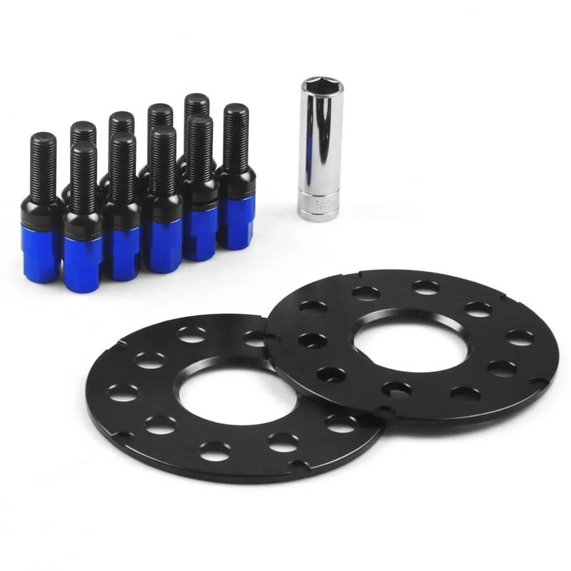 Spurverbreiterung Für VW Für Jetta Für Golf Für Passat Für Tiguan Für T-Reg 1999-2011 5MM Rot Blau Schwarz Rad Spacer Adapter Autos Spurverbreiterungen(Blue) von Qsnfda