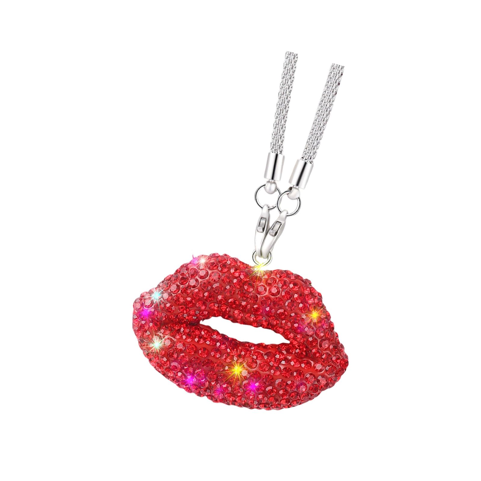 Lip Crystal Kristall Rückansicht Glas Charm Auto Innendekoration Anhänger Modischer Heck Glas Charm Für Frauen von Qsvbeeqj