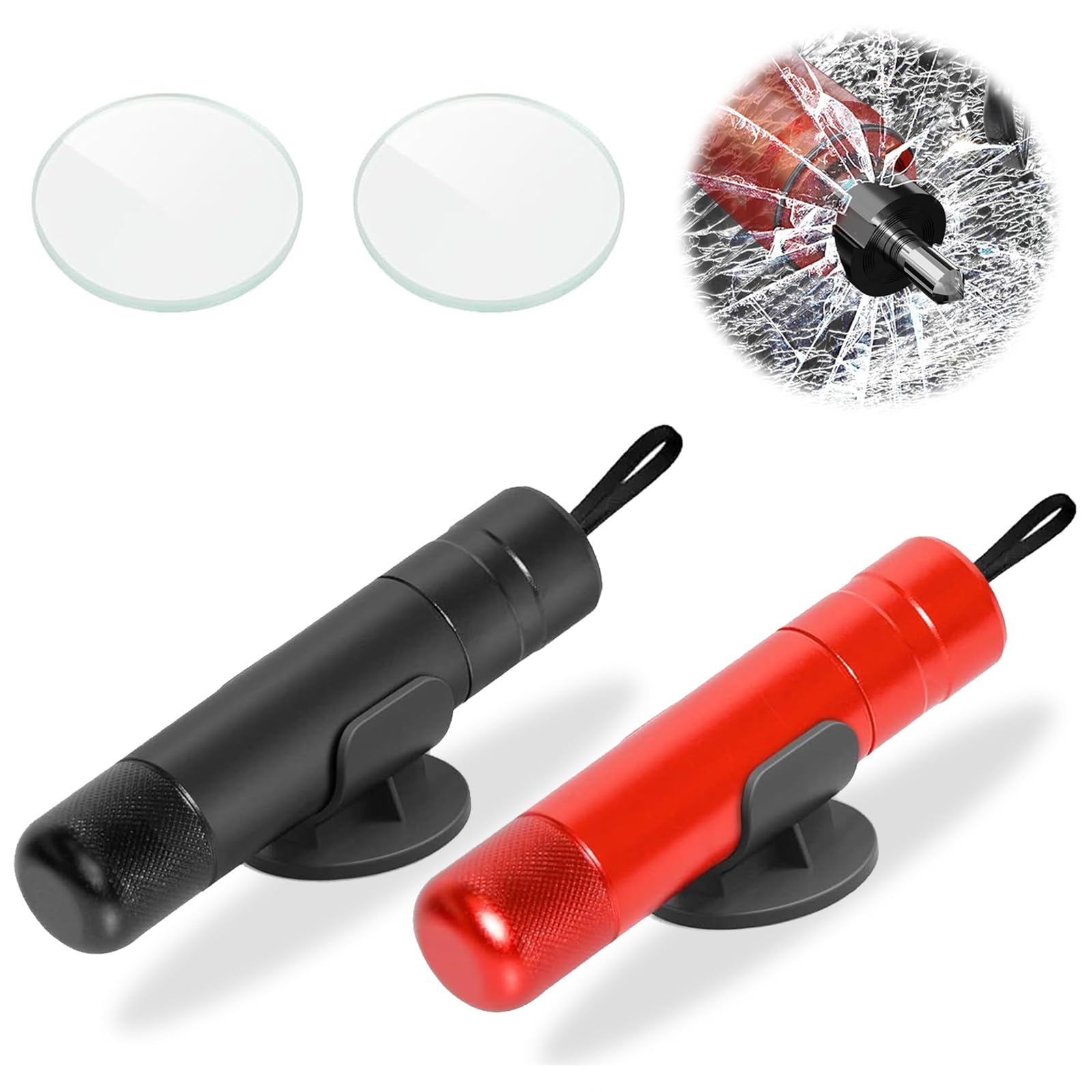 2er Set Auto Sicherheitshammer Notfallhammer Auto Mit Gurtschneider, Car Emergency Escape Tool, Kompakter Tragbarer Sicherheitsgurtschneider, Notfall-Hammerdex, Glasbrecher Auto Essentials von QttvbTna