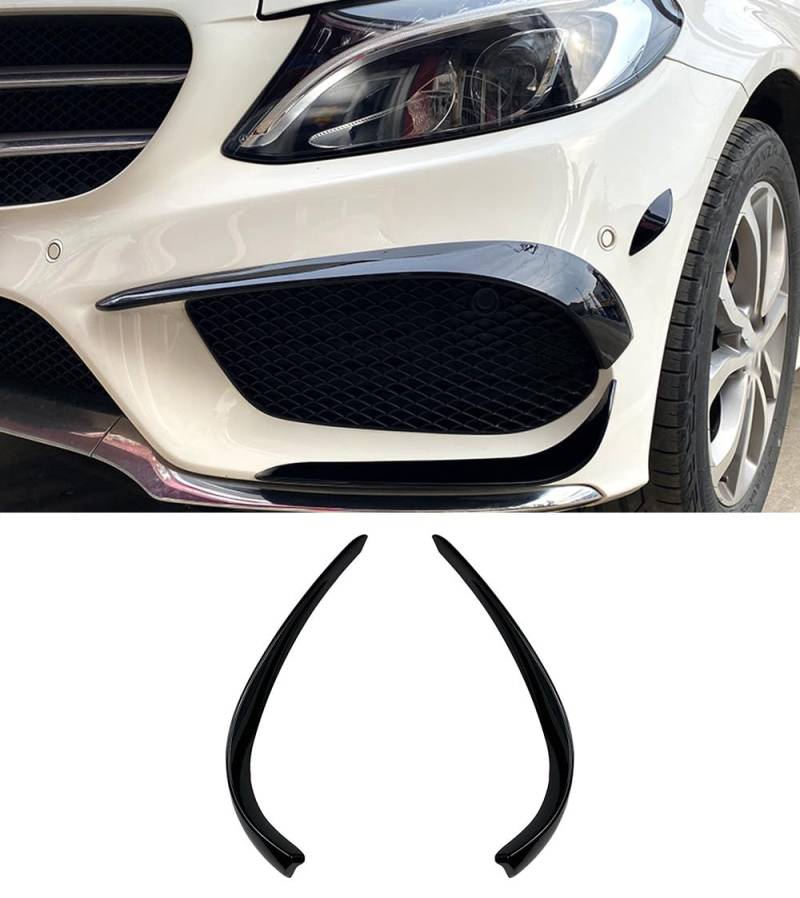 QuTbag Auto Frontstoßstange Lufteinlass Kühlergrill Seitenlamellen Luftmesser Spoiler, Auto Dekoration Zubehör, für Mercedes-Benz C-Klasse W205 S205 C205 C200 C260 C43 AMG 2015-2018,Black-B von QuTbag