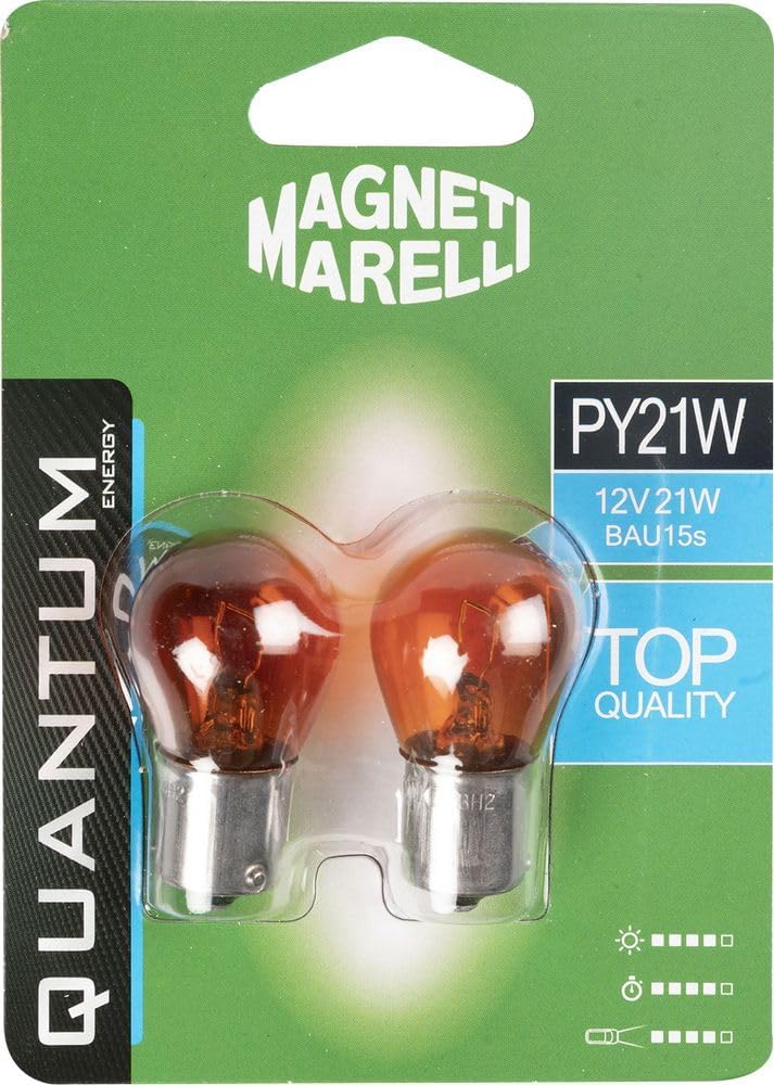 MAGNETI MARELLI 070.0000009496 PY21W Paar Auto Orange 12V 21W Sockel BAU15s von Quantum Energy