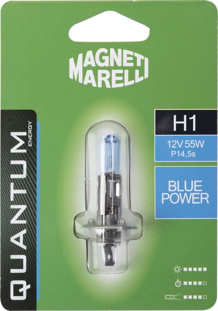 MAGNETI MARELLI 070.0000009510 H1 Glühlampe Auto Blue Power 12V 55W Sockel P14,5s von Quantum Energy