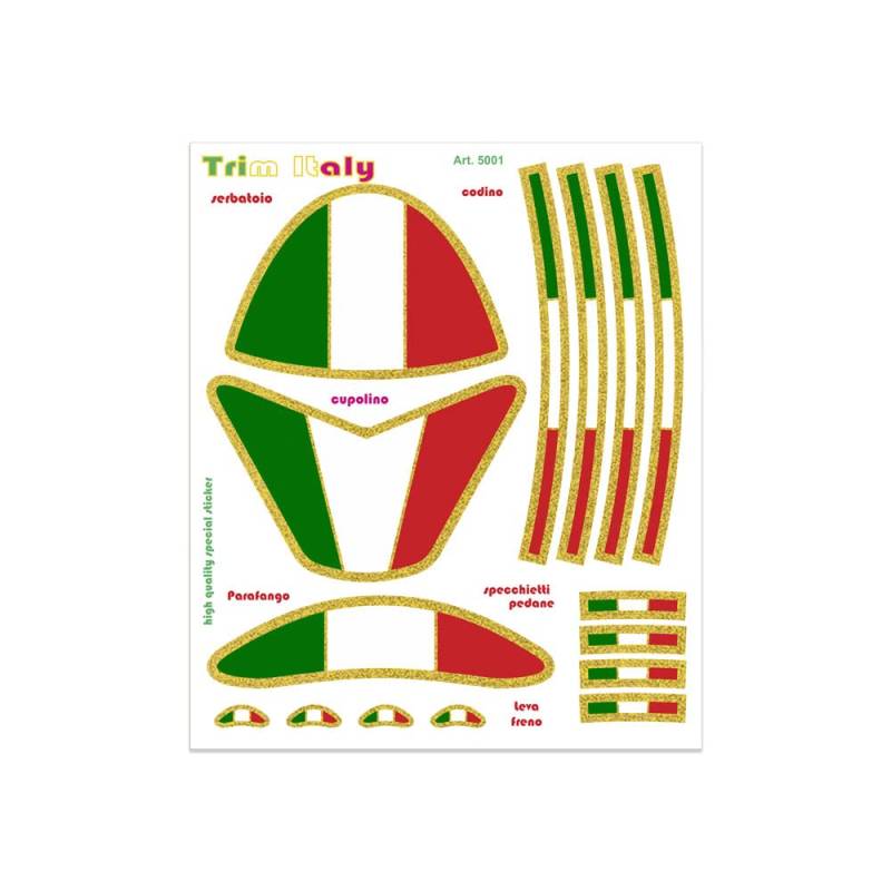 4R Quattroerre.it 5001 Selbstklebende Dekorationensset für Motorräder, dreifarbig Italien, 13.5 x 16 cm von 4R Quattroerre.it