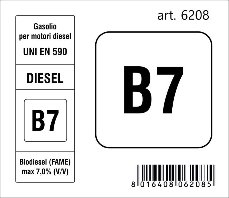 Quattroerre 6208 Aufkleber Kraftstoff B7 Diesel 2018, 7,5 x 6,5 cm von Quattroerre