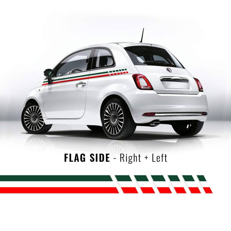 4R Quattroerre.it Kit Seitenstreifen Klebestreifen kompatibel mit Fiat 500 Tricolore Italia von 4R Quattroerre.it