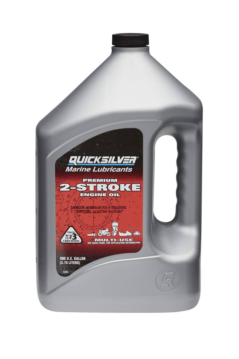 Quicksilver - 8M0205371 Premium 2-Takt Motoröl – Außenbordmotoren, PWC, Schneemobile, Motorräder und Kettensägen – 4 Liter, Grau von Quicksilver