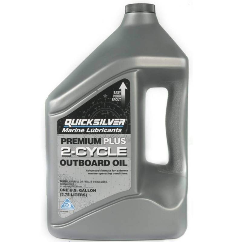 Quicksilver - 858027QB1 Premium Plus 2-Takt TC-W3 Öl für 2-Takt Mercury, Mariner, Force, Mercury Jet Drive Außenbordmotoren und Mercury Sport Jet Motoren, 4 Liter, Grau von Quicksilver