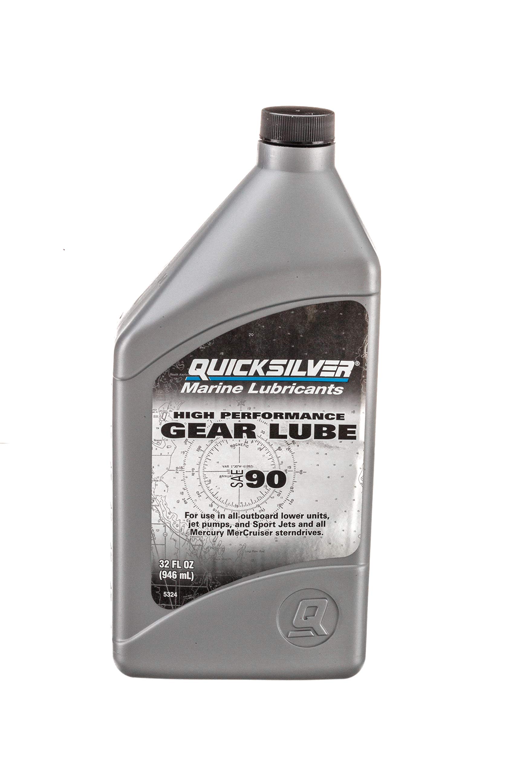 Quicksilver 858064QB1 Hochleistungsfähiges SAE 90 Getriebeöl für Mercury Außenbordmotoren und MerCruiser Z-Antriebe, 1 Liter, Grau von Quicksilver