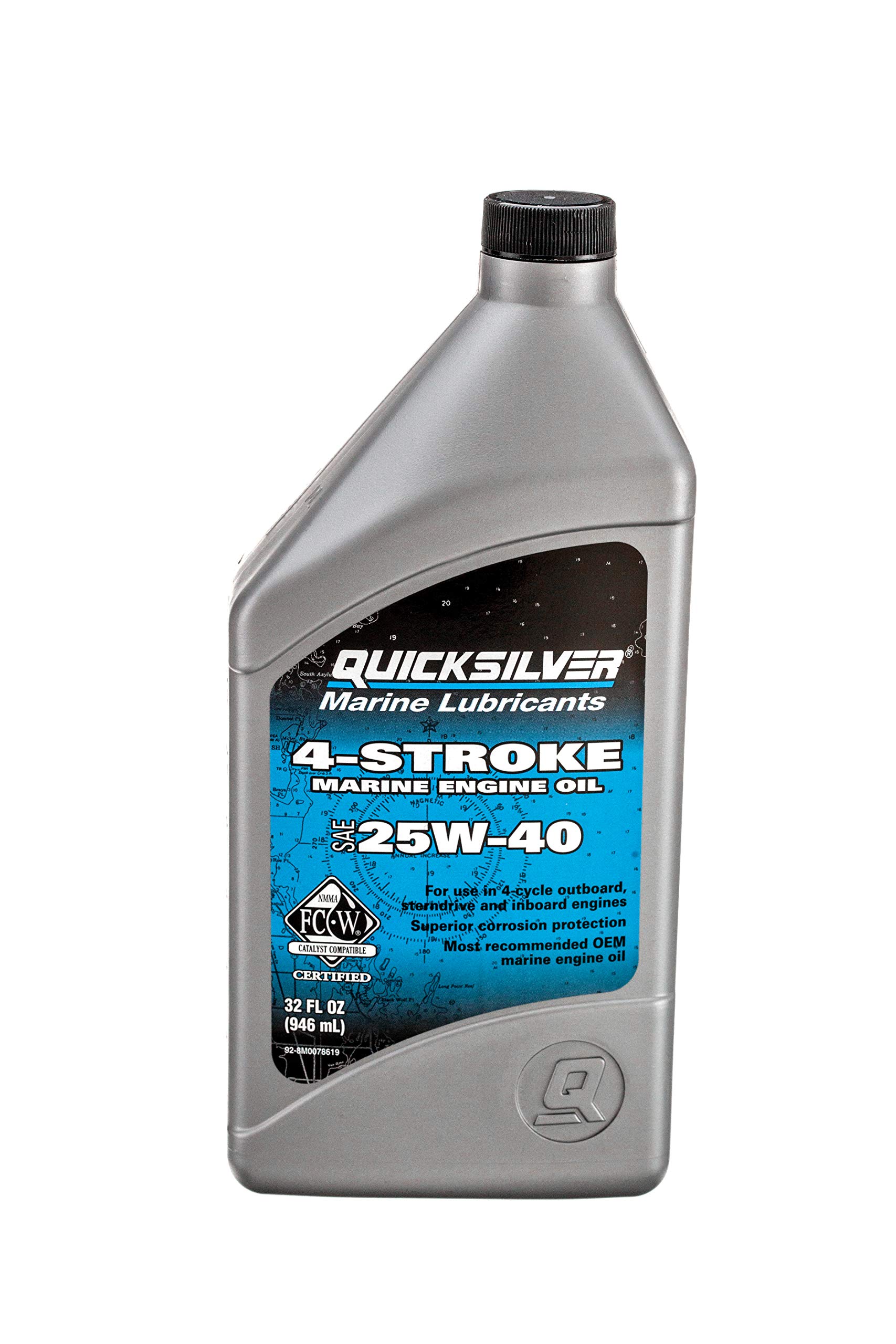 Quicksilver - 8M0086223 - Motoröl 25W-40 4-Takt mineralisch 1L, Silber von Quicksilver