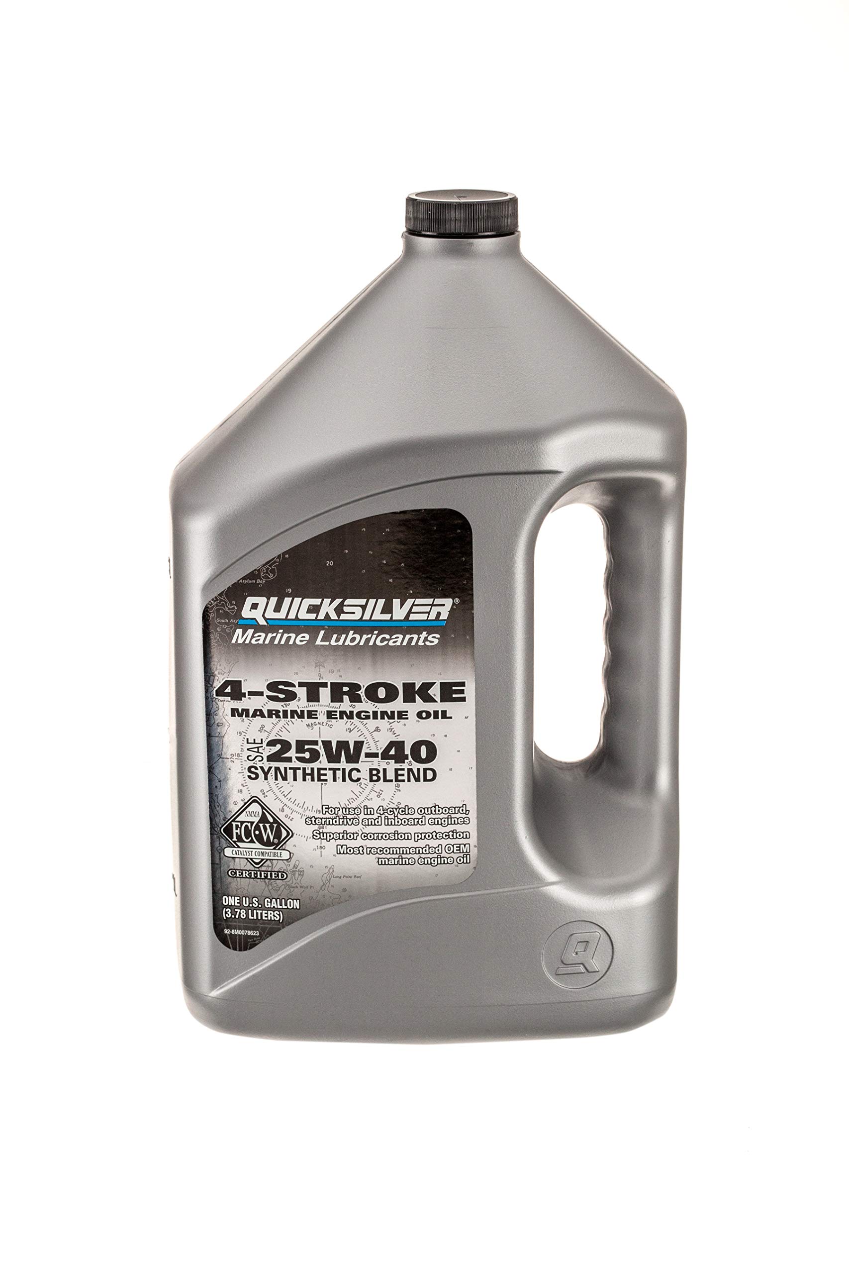 Quicksilver 8M0086227 4-Takt-Schiffsöl – Für Außenbord-, Z-Antrieb- & Innenbordmotoren – SAE 25W-40 Synthetisch – 4 Liter von Quicksilver