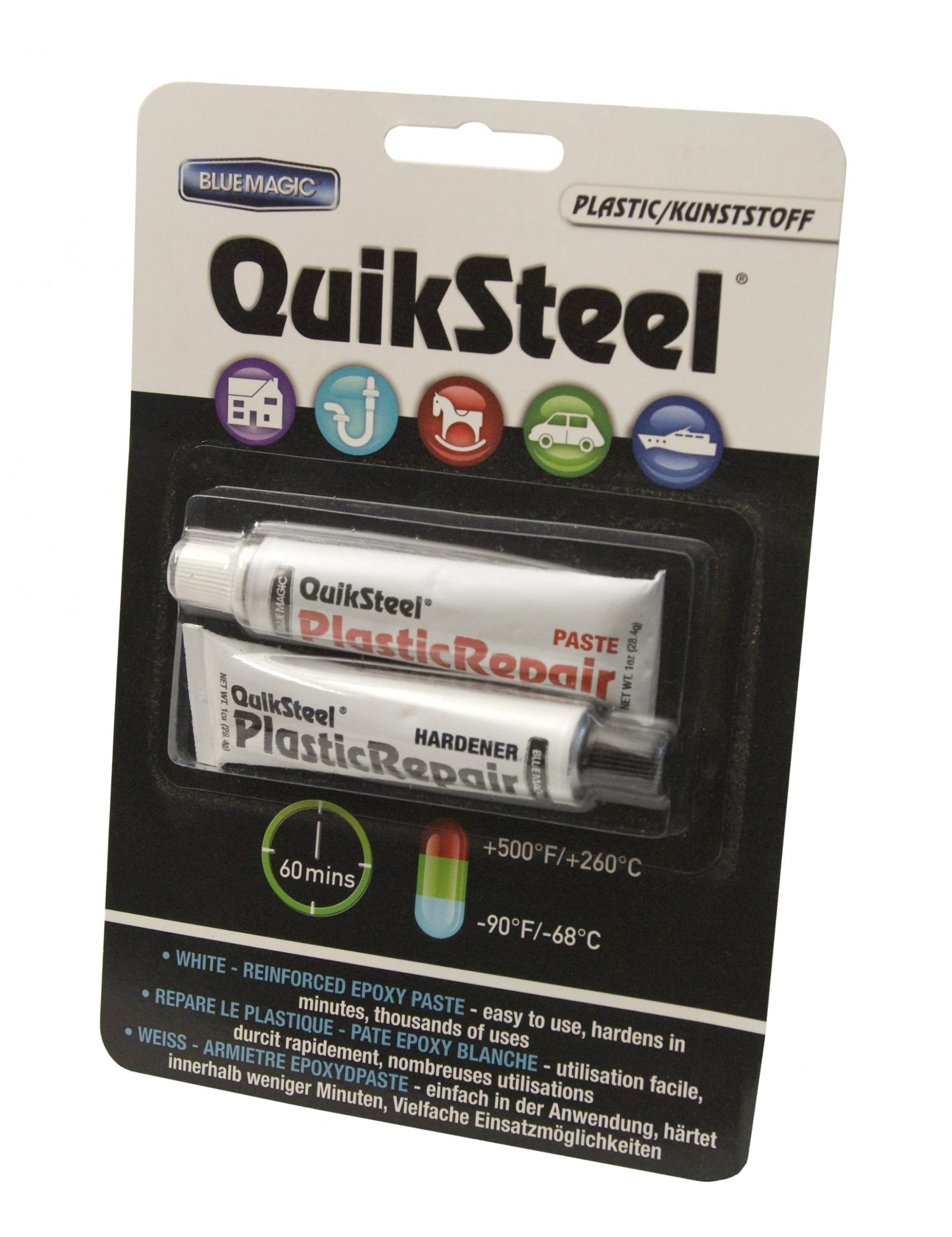 QuikSteel Plastik. 2-Komponenten-Epoxidkleber, nach 1 Std. hart wie Stahl, 2x 28,4 g von Quiksteel