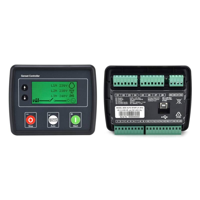 Qukaim Auto Start Genset Controller Generator Controller DSE4520, Selbststartendes LCD-Display, 3-Phasen-Netzerkennungs-Steuerplatine, Dieselaggregat-Controller, Auto-Start-Genset-Controller, von Qukaim