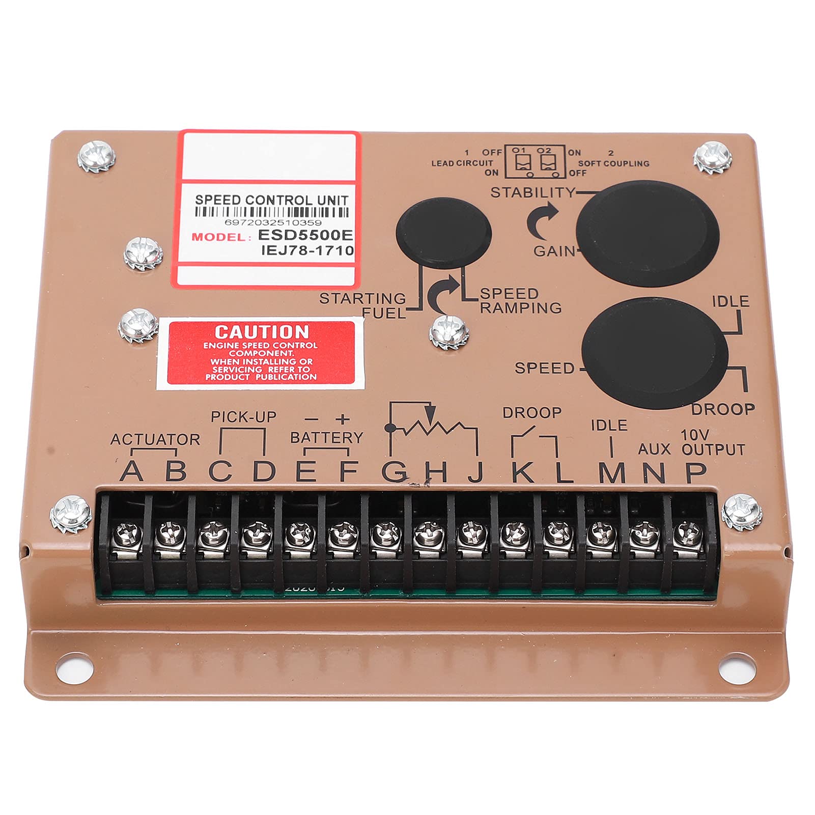 Qukaim Elektronischer Drehzahlregler Motordrehzahlregler ESD5500e, Elektronisches Drehzahlregler-Modul für Generator, DC 12V/24V Genset-Teile, Drehzahlsteuerplatine von Qukaim