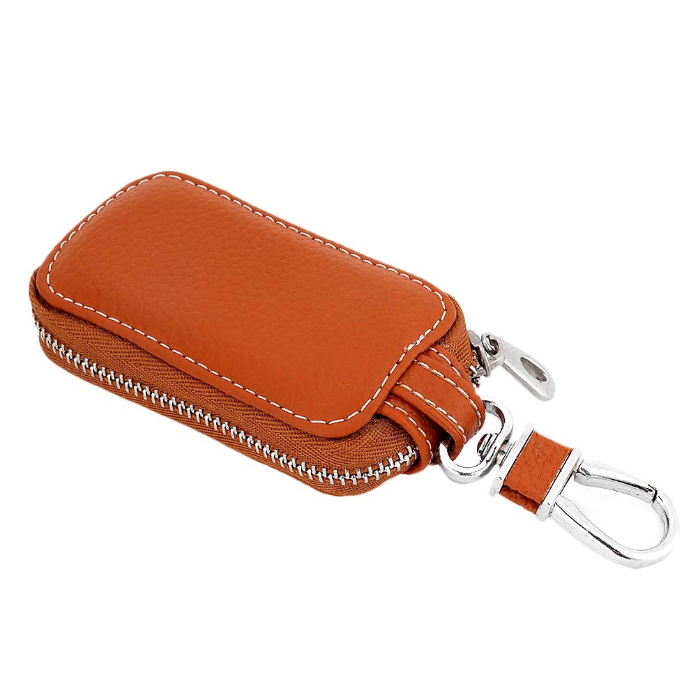 Qukaim Key Case PU Leder Auto Schlüsselanhänger Tasche Universal Smart Key Holder Case Braun Kompaktes Design für Funkschlüssel Langlebiger Schutz Sicherer Sitz von Qukaim