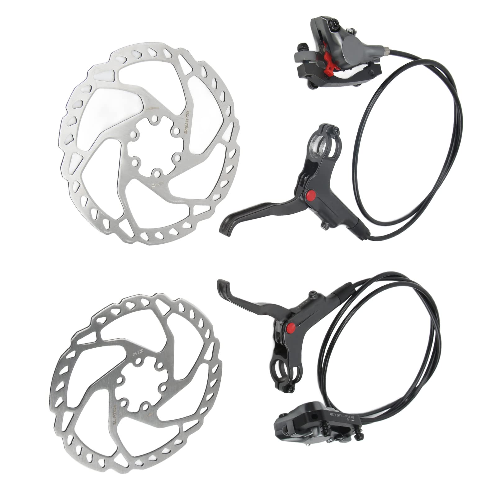 Qukaim Mountainbike-Zubehör, Scheibenbremsen-Set, Scheibenbremssatz vorne und hinten, Bremssättel aus Aluminiumlegierung, 160-mm-Rotoren, Kabelbremshebel für Rennrad und Mountainbike, Zubehör von Qukaim