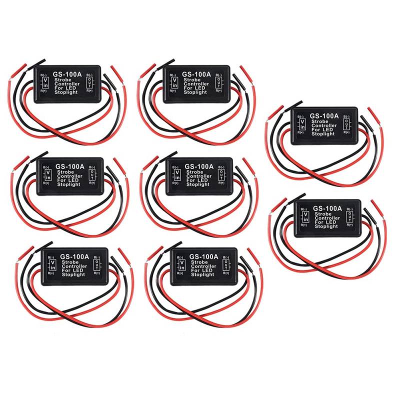 Qussedser 8 Stück GS-100A Bremslicht Blinkmodul DC 12-24V 2A High Brake Controller Rücklicht Sicherheitsabfrage Controller von Qussedser