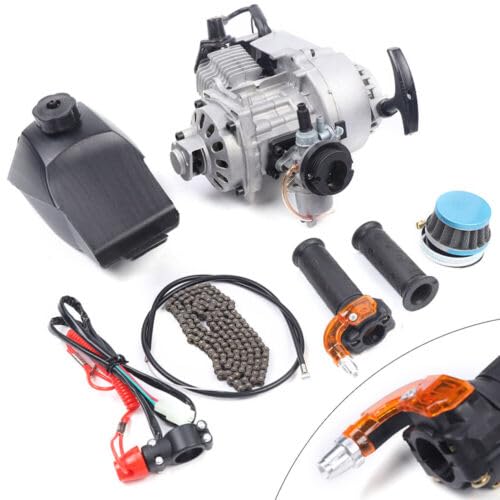 49cc 2-Takt Motor Einzelzylinder, Mini-Motor Einzelzylinder, Engine Rennmotor mit Kraftstofftank für Pocket Bike, Mini Dirt Bike, ATV, Quad, Scooter von Qussse