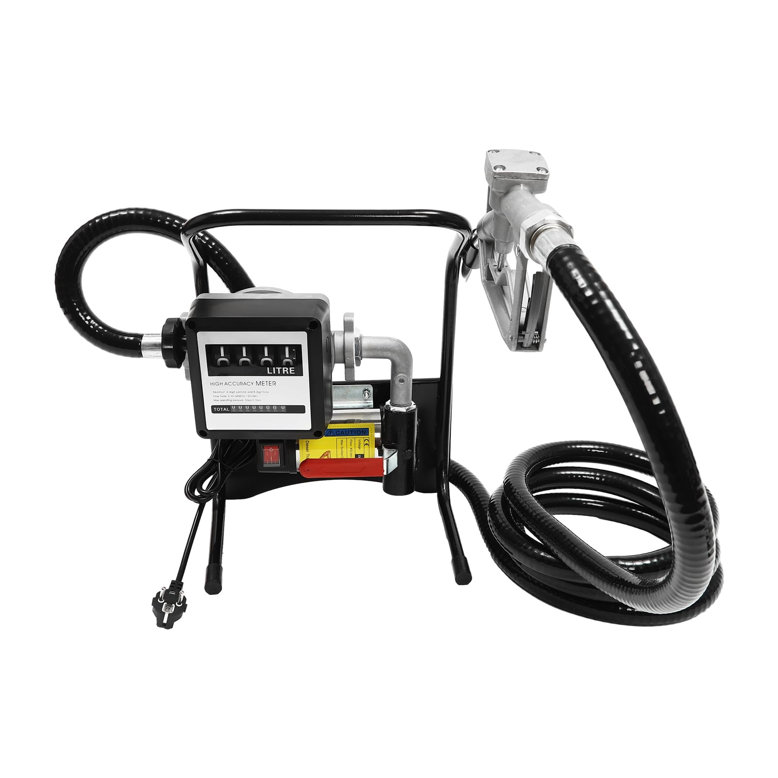 Qussse Dieselpumpe 200W 220V Heizölpumpe 45L/min Selbstansaugend Kraftstoffpumpe mit Automatischer Pistole, 4m Auslassschlauch, für Diesel und Kerosin von Qussse