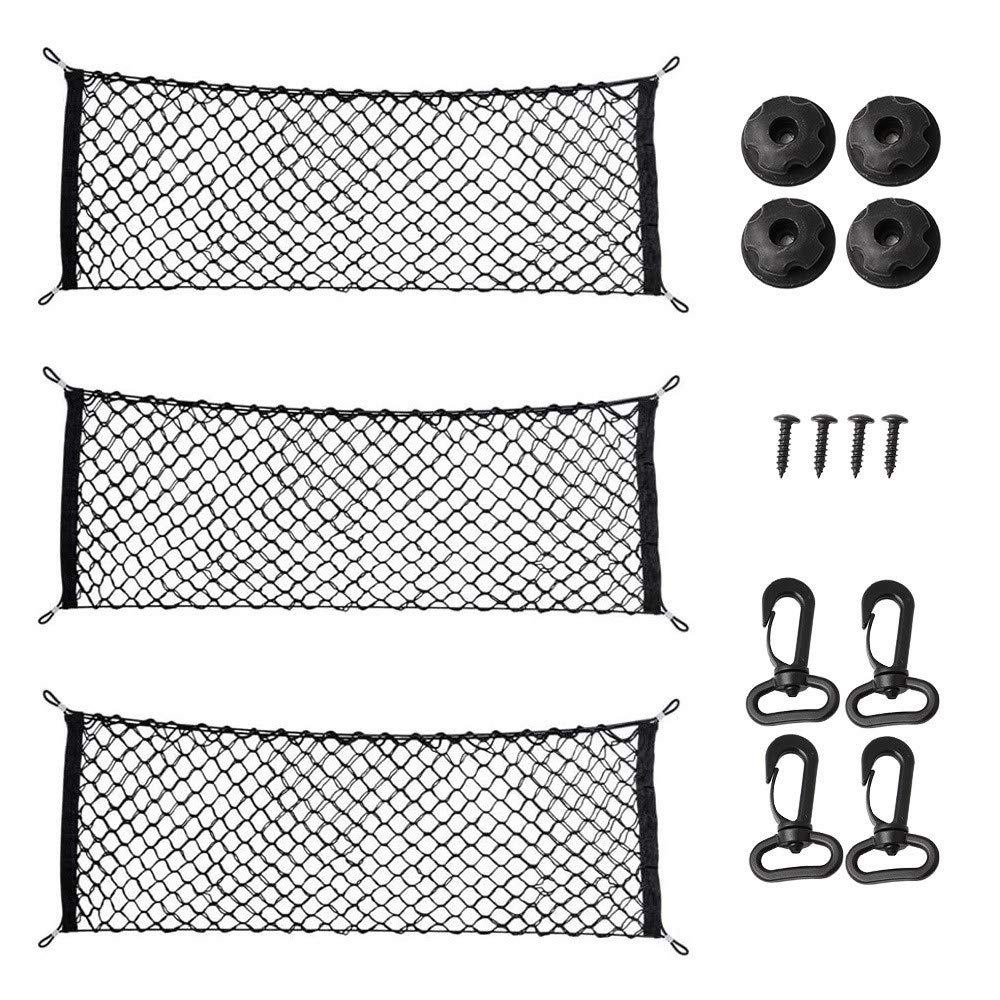 Qweradr 3 Pack Cargo Nylon Netz, Universal Dehnbar Elastisch Truck Bett Heck Auto Organizer Netz, Schwarz Mesh Aufbewahrungs Beutel Tasche von Qweradr