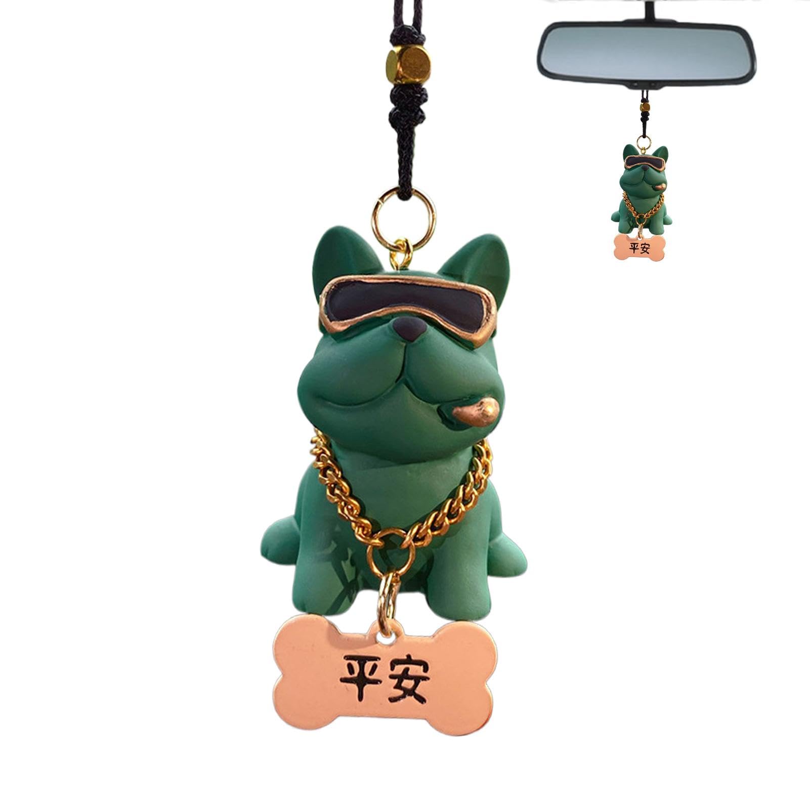 Hangable Dog Car Pendant, Resin Bulldog Rear View Decor, Charming Accessories for Men and Women, Fun Bulldog Pendant for Car Enthusiasts Men and Women Who Love Dogs von Qzdtue