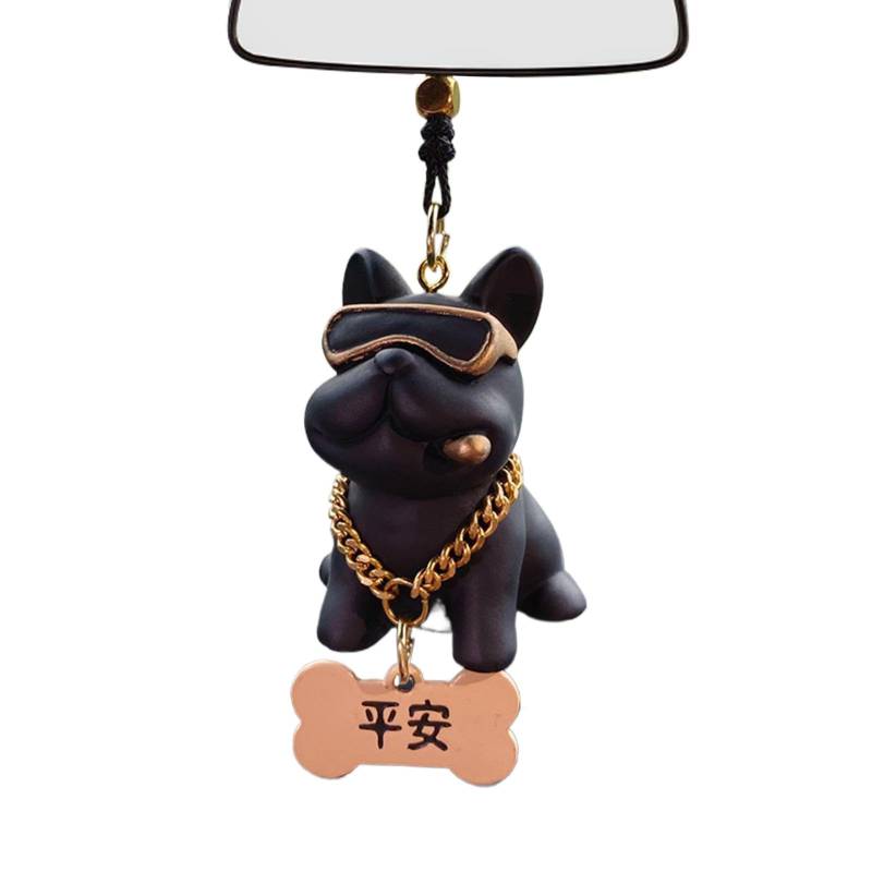 Hangable Dog Car Pendant, Resin Bulldog Rear View Decor, Charming Accessories for Men and Women, Fun Bulldog Pendant for Car Enthusiasts Men and Women Who Love Dogs von Qzdtue