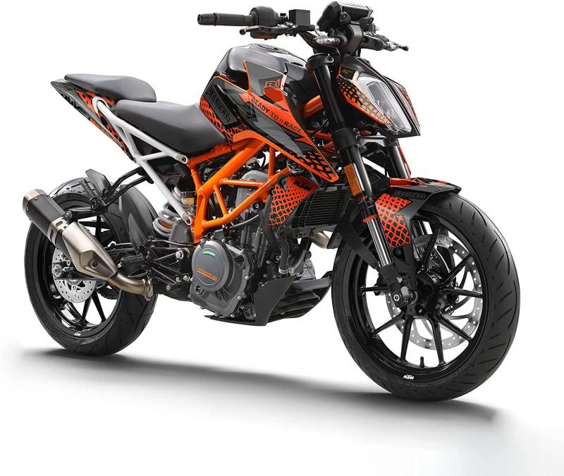 Dekor Radical Racing "Honeycomb" Licensed by KTM (schwarz/orange) passend für KTM Duke 125 (2017 bis 2020, IS DUKE) von R RADICAL RACING