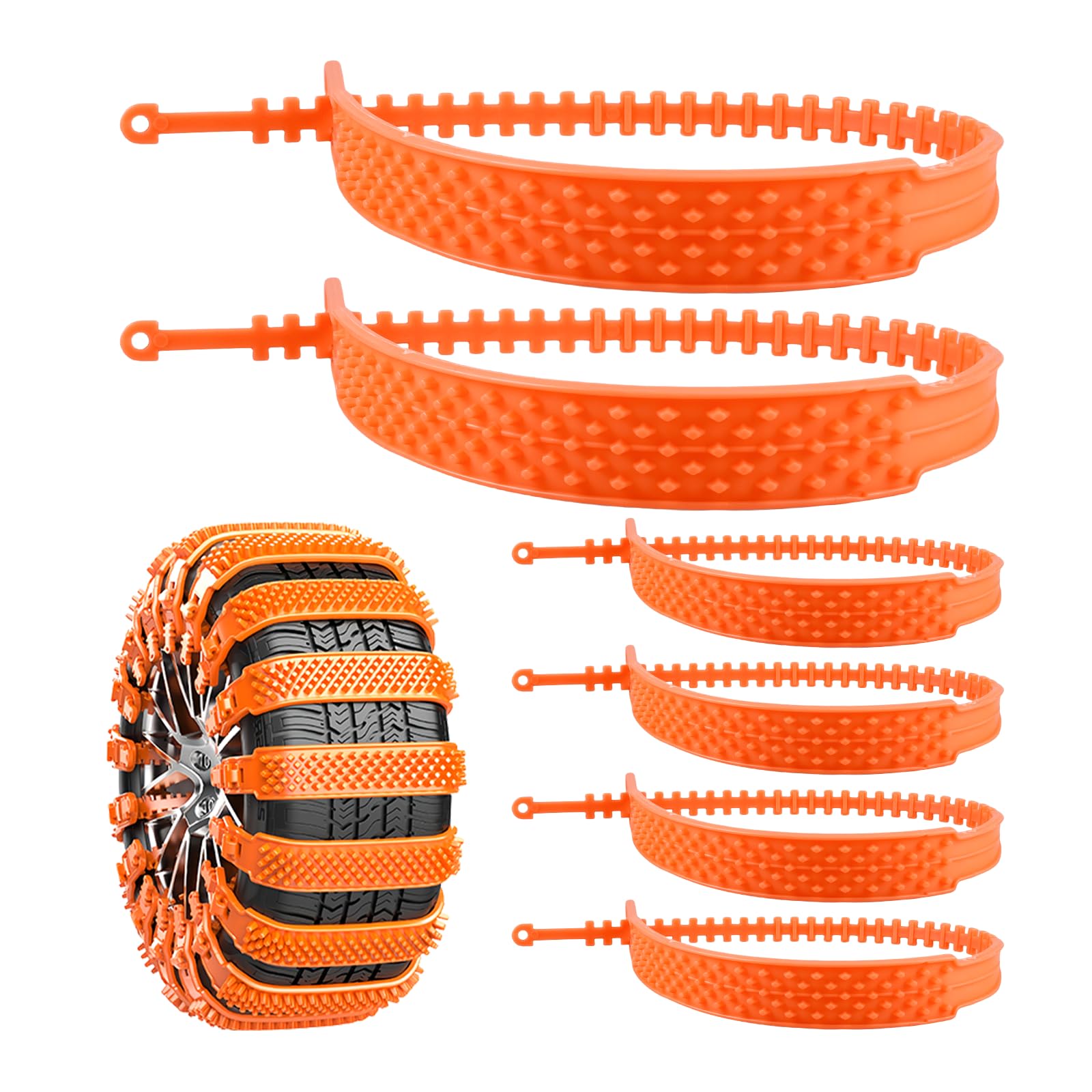 Schneekette, 8 Stück Wiederverwendbare Langlebig Reifenkette, Adjustable Emergency Portable Schneeketten Universal, Auto Schneeketten für Verschiedene Straßenbedingungen wie Auf Schnee (Orange) von RACHEE