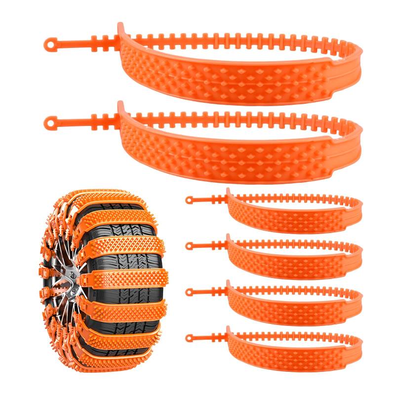 Schneekette, 8 Stück Wiederverwendbare Langlebig Reifenkette, Adjustable Emergency Portable Schneeketten Universal, Auto Schneeketten für Verschiedene Straßenbedingungen wie Auf Schnee (Orange) von RACHEE