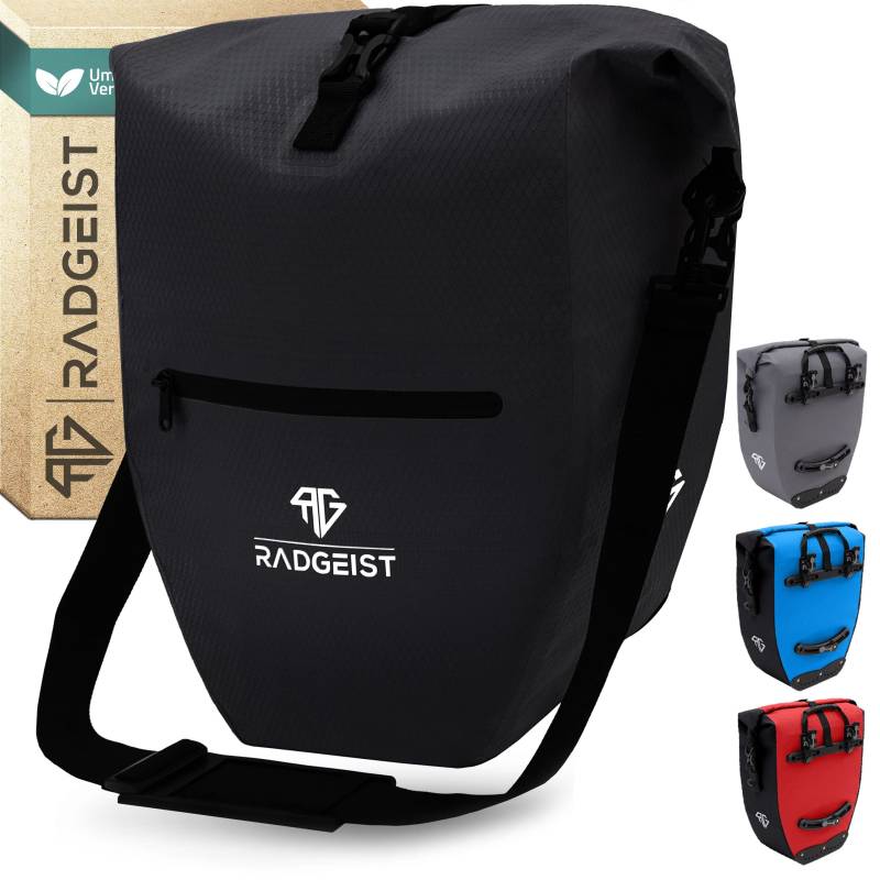 RADGEIST Fahrradtasche für Gepäckträger - Fahrrad - Gepäckträgertasche - Umhängetasche - wasserdicht- 23-28L schwarz 1 STK. von RADGEIST