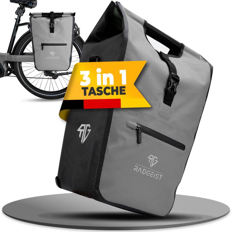 RADGEIST Fahrradtasche für Gepäckträger I Gepäckträgertasche Shopper I Fahrrad Einkaufstasche & Tragetasche 22-28 Liter von RADGEIST