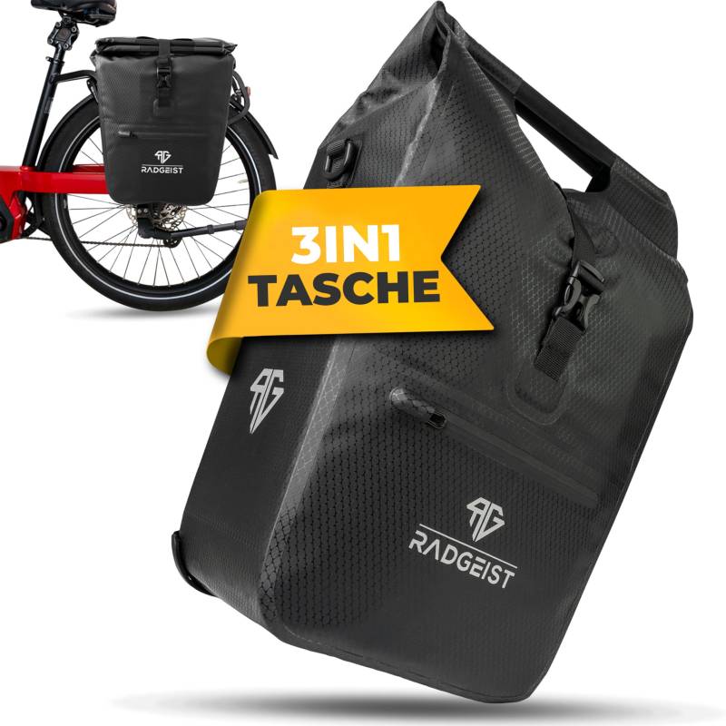 RADGEIST Fahrradtasche für Gepäckträger I Gepäckträgertasche Shopper I Fahrrad Einkaufstasche & Tragetasche 22-28 Liter von RADGEIST