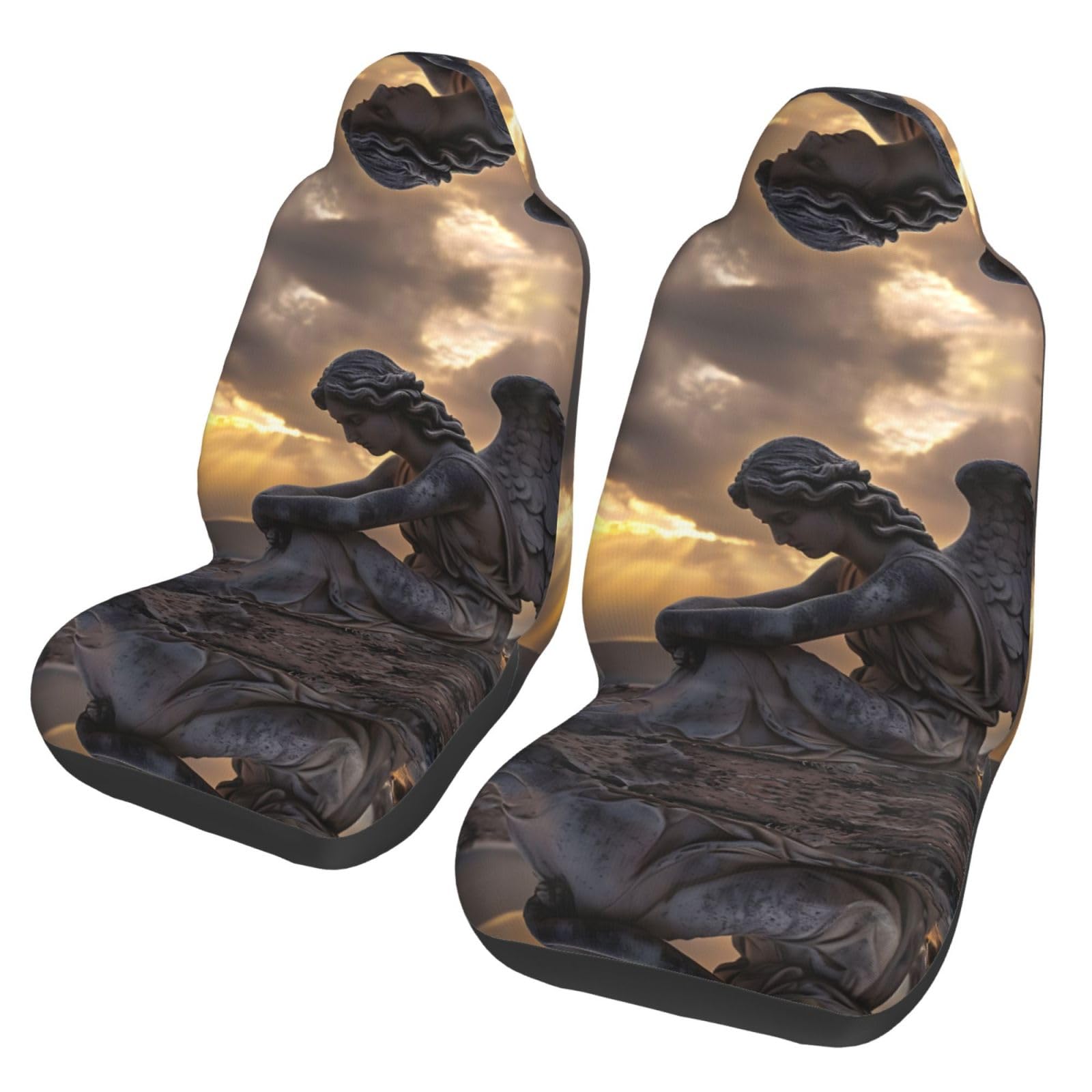 RAIZHE Stone Angel Statue 3D-Autositzbezüge, flexibel, für alte Autositze, Renovierung, für Autos, SUVs, LKWs, Autositzbezüge, 2 Stück von RAIZHE