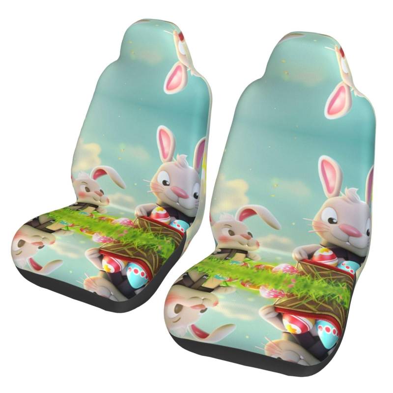 RAIZHE Two happy rabbits 3D-Autositzbezüge, flexibel, für alte Autositze, Renovierung, für Autos, SUVs, LKWs, Autositzbezüge, 2 Stück von RAIZHE