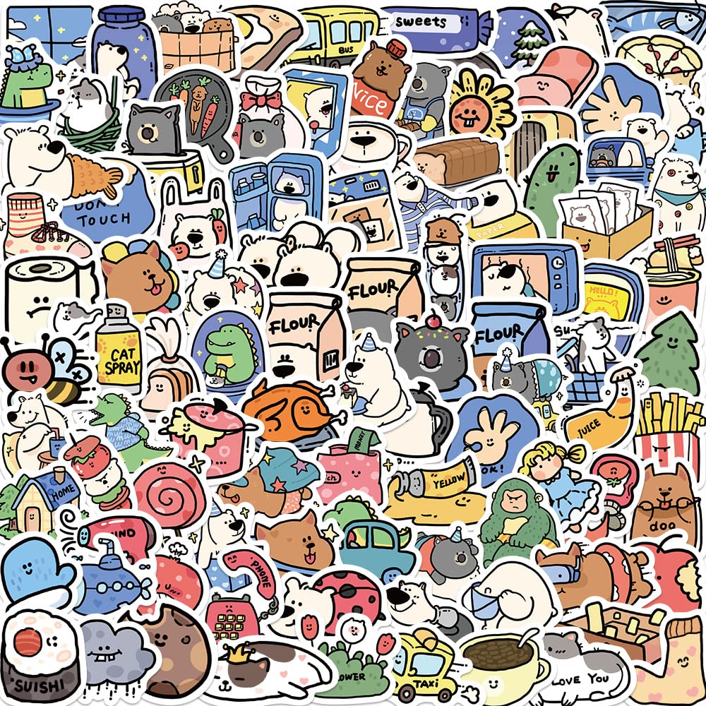 RAKKYO Tierische Niedlichkeit Sticker Set (100 Stück) | wasserdichte Vinyl Aufkleber für Autos, Motorräder, Fahrräder, Skateboards, Snowboards, Gitarren, Wasserflaschen, Gepäck, Laptops von RAKKYO