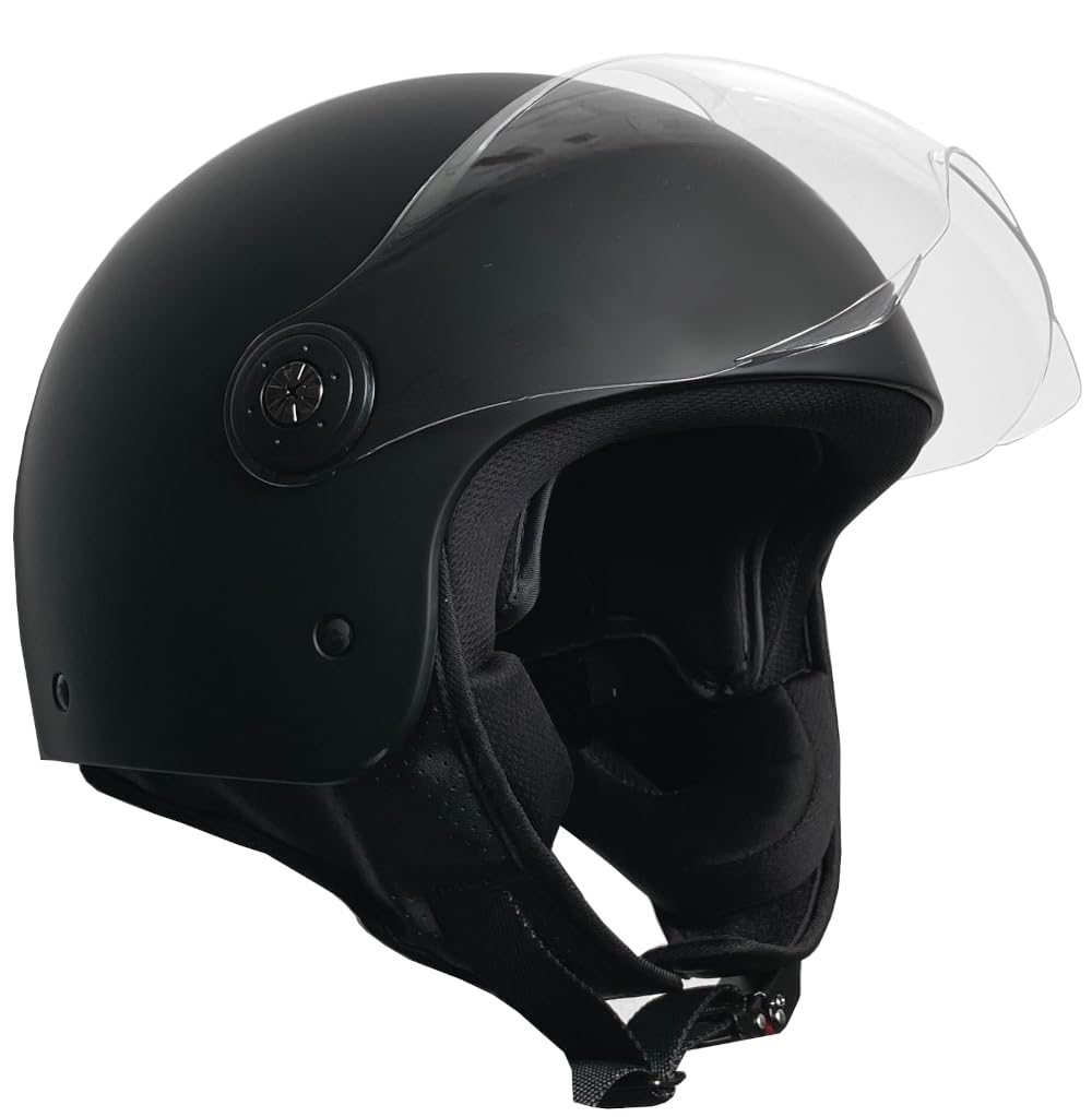 Jethelm Helm Motorradhelm RALLOX 229-2 Größe S Chopper ATV matt schwarz von RALLOX Helmets